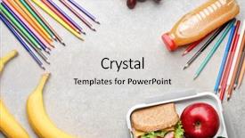  Presentation with pencils - Audience pleasing PPT theme consisting of delicious food and colorful pencils backdrop and a soft green colored foreground