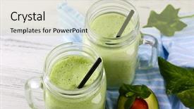  Presentation with fresh avocado - Beautiful PPT layouts featuring delicious fresh avocado smoothie backdrop and a soft green colored foreground
