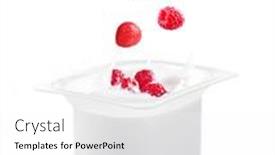  Presentation with yogurt - Amazing presentation theme having delicious-fresh-berries-falling backdrop and a white colored foreground