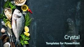  Presentation with fish - Colorful PPT layouts enhanced with delicious fresh fish and oysters backdrop and a wine colored foreground