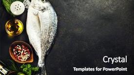  Presentation with vintage cooking - Theme featuring delicious fresh fish on dark background and a black colored foreground