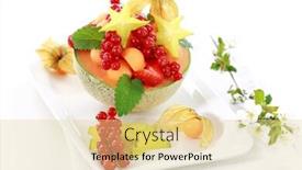  Presentation with melon - Presentation design with delicious fresh fruits served in melon bowl as dessert background and a blonde colored foreground