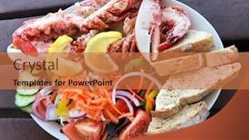  Presentation with salad - Beautiful slide deck featuring delicious-fresh-lobster-salad backdrop and a coral colored foreground