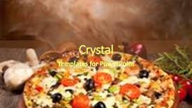  Presentation with served - Amazing PPT theme having delicious fresh pizza served backdrop and a tawny brown colored foreground