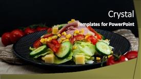  Presentation with olive oil - Presentation with delicious-fresh-salad-with-tomatoes background and a black colored foreground
