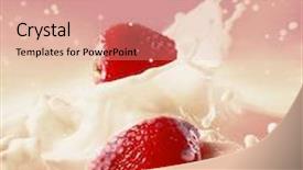  Presentation with milk splashing - Audience pleasing slides consisting of delicious fresh strawberry falling into splashing milk backdrop and a coral colored foreground