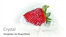  Presentation with milk splashing - Colorful PPT theme enhanced with delicious-fresh-strawberry-falling backdrop and a  colored foreground