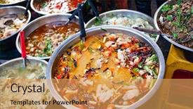  Presentation with pad thai - Beautiful slide deck featuring delicious fresh street food backdrop and a yellow colored foreground