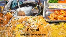  Presentation with thailand food - PPT theme with delicious fresh street food background and a gold colored foreground