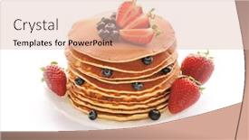  Presentation with blueberries - PPT theme with delicious freshly prepared pancakes with strawberry and blueberries isolated on white background and a lemonade colored foreground