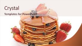  Presentation with blueberries - Slide set consisting of delicious freshly prepared pancakes with strawberry and blueberries isolated on white background and a lemonade colored foreground