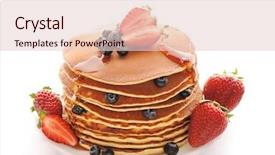  Presentation with blueberries - Slide set enhanced with delicious freshly prepared pancakes with strawberry and blueberries isolated on white background and a lemonade colored foreground