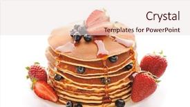  Presentation with blueberries - PPT theme featuring delicious freshly prepared pancakes with strawberry and blueberries isolated on white background and a lemonade colored foreground