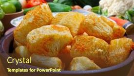  Presentation with cassava - Slide set with delicious-fried-cassava-yucca-food background and a tawny brown colored foreground