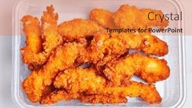  Presentation with fried chicken - PPT theme having delicious-fried-chicken-on-delivery background and a gold colored foreground