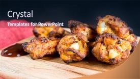  Presentation with fried chicken - PPT theme with delicious-fried-chicken-wings and a  colored foreground