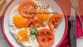  Presentation with white plate - Cool new slide set with delicious-fried-eggs-with-tomatoes backdrop and a gold colored foreground