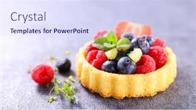  Presentation with blueberry - Slide deck with delicious-fruit-tart-with-strawberry background and a sky blue colored foreground