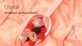  Presentation with pastel pink - Beautiful theme featuring delicious-fruity-gummy-sweets-jelly backdrop and a lemonade colored foreground