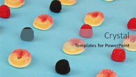  Presentation with jelly - Colorful slide set enhanced with delicious-fruity-gummy-sweets-jelly backdrop and a light blue colored foreground