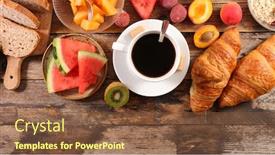  Presentation with tea croissant - Presentation with delicious-full-breakfast-with-coffee background and a tawny brown colored foreground