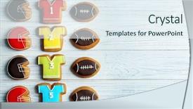  Presentation with gingerbread - Beautiful theme featuring delicious gingerbread cookies decorated with football signs on white wooden background backdrop and a sky blue colored foreground