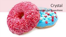  Presentation with sprinkles - Theme consisting of delicious glazed doughnuts with sprinkles background and a coral colored foreground