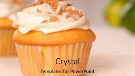  Presentation with vanilla - Colorful presentation enhanced with lemon cupcakes - delicious golden cupcake with vanilla backdrop and a coral colored foreground