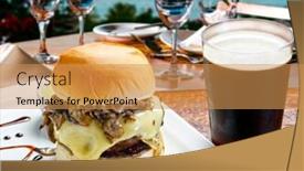  Presentation with soda - Theme having delicious-gourmet-burger-with-cola background and a yellow colored foreground