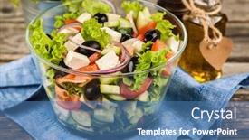  Presentation with greek - PPT theme with delicious greek salad background and a teal colored foreground
