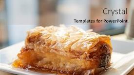  Presentation with sweet pastry - Theme enhanced with delicious-greek-sweet-pastry-named background and a coral colored foreground