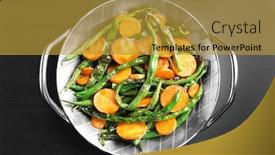  Presentation with dark green - Beautiful slides featuring delicious-green-beans-and-carrot backdrop and a gold colored foreground