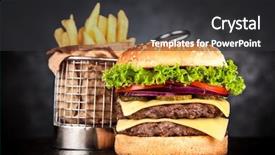  Presentation with burger - Presentation design enhanced with delicious grilled burger background and a dark gray colored foreground