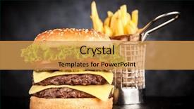  Presentation with burger - Beautiful theme featuring delicious grilled burger backdrop and a yellow colored foreground