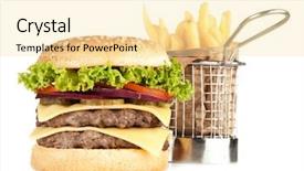  Presentation with burger - PPT layouts enhanced with delicious grilled burger background and a blonde colored foreground