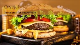  Presentation with burgers - PPT layouts featuring delicious grilled burgers background and a gold colored foreground
