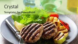  Presentation with grilled chicken - PPT theme enhanced with delicious grilled chicken burgers served background and a yellow colored foreground