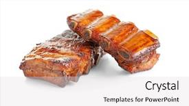  Presentation with prime ribs - Presentation theme having delicious grilled ribs on white background and a  colored foreground