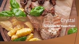  Presentation with frites - Presentation design consisting of delicious-grilled-steak-frites background and a coral colored foreground