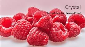  Presentation with group - Presentation theme enhanced with delicious-group-of-raspberries-over background and a coral colored foreground