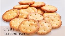  Presentation with salty - Presentation theme featuring delicious-group-of-salty-biscuits background and a coral colored foreground