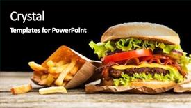  Presentation with hamburger - Presentation design featuring delicious hamburger and french fries background and a black colored foreground
