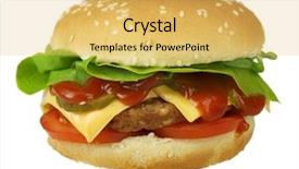  Presentation with hamburger - PPT layouts with delicious hamburger isolated on white background background and a yellow colored foreground