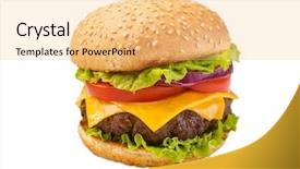  Presentation with hamburger - Slide deck featuring delicious hamburger on white background background and a  colored foreground
