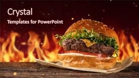  Presentation with hamburger - Beautiful slides featuring delicious hamburger with fire backdrop and a wine colored foreground