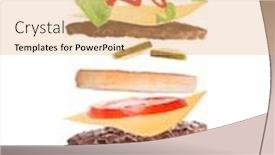  Presentation with hamburger - Slide deck featuring delicious hamburger with flying ingredients on white background background and a yellow colored foreground