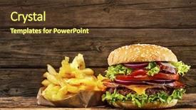  Presentation with french fries - PPT layouts featuring delicious hamburger with french fries background and a tawny brown colored foreground