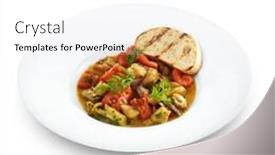  Presentation with meat food - PPT theme with delicious-healthy-backed-rapana-meat background and a white colored foreground