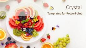  Presentation with healthy eating - Beautiful PPT theme featuring delicious-healthy-salad-of-fresh backdrop and a cream colored foreground
