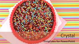  Presentation with cake - Audience pleasing slides consisting of delicious homemade cake on bright backdrop and a  colored foreground